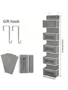 1个110厘米5层可折叠收纳挂袋，可用于存放零食、玩具、衣物，灰色，带2个挂钩，可悬挂在厨房/浴室墙壁/橱柜/门上。 - 彩色 - 查看 4
