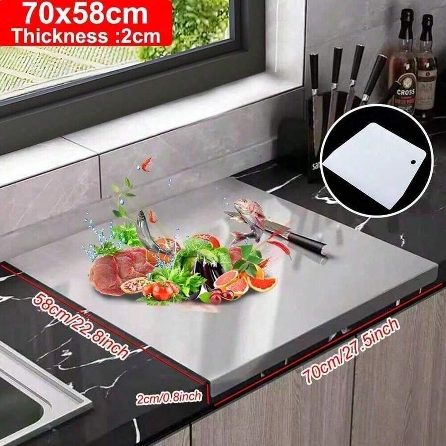 Stainless Steel Cutting Chopping Board Dough Board Meat Bread Kitchen Worktop - XL - 70cm*58cm - View 1