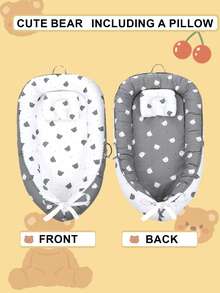 1 szt. Urocza karuzela dla niemowląt z motywem kreskówek i łóżeczkiem do pokoju dziecięcego, składane, zmywalne, przenośne łóżeczko dla niemowląt, delikatne, przenośne gniazdko dla niemowląt w kwiaty - Szary - Zobacz 7