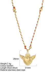 1pc Y2K Style Thanksgiving Colorful Handmade Rope Necklace With Stainless Steel Gold Heart Pendant, Suitable For Thanksgiving, Christmas Gifts And Wear - Multicolor - View 22