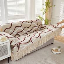 1pc Printed Ruffled Sofa Cover, Full Coverage Sofa Slipcover, Soft Fabric Suitable For Living Room, Bedroom, Study - A Different Life-skirt Style - View 10