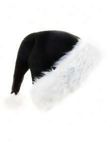 1 Stück flauschige schwarze Weihnachtsmannmütze Set mit Plüschrand und Futter für Erwachsene Männer Frauen - Weihnachten, Silvester Party Zubehör & Geschenke