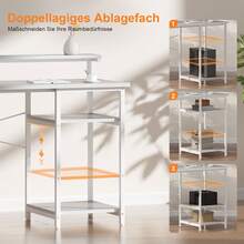 HLONONE Büro-Computertisch mit LED-Licht, Bürotisch mit Monitorständer für den Heim-/Bürogebrauch, Eckschreibtisch mit großer Aufbewahrungstasche und höhenverstellbarem Aufbewahrungsregal, Remote-Mitarbeiter