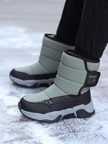 青少年靴子，保暖内衬，厚雪地鞋，旅行滑雪保暖运动鞋，防水，冬季户外休闲高帮鞋，适合男孩和女孩