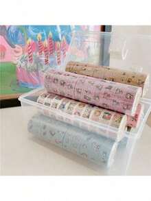 1 卷同款卡通可爱贴纸和纸胶带，手撕式计划本，卡通可爱可撕胶带，圣诞礼物，圣诞节，圣诞装饰