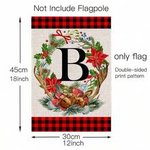 1pc, Christmas Family Monogram Last Name Monogram Letter Garden Flag 12x18 Inch Double Sided, Christmas Decorations For Winter Holiday Farmhouse Rustic Pasture Porch Decoration(ONLY FLAG)