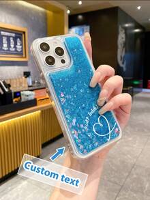 1 pieza Funda de teléfono híbrida suave-dura de TPU+PC con líquido morado con en suspensión, personalizable con texto, anti-caída, compatible con Apple/modelos de teléfono correspondientes, funda de teléfono personalizable, funda de teléfono con líquido con en suspensión