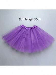 1 Piece 30cm Tutu, Mesh Princess Fluffy Skirt, Cosplay Skirt, Ballet Tutu Skirt, Birthday Party Cosplay Dress, Gauze Skirt, Halloween, Young Girl Solid Color Tutu Skirt, Mesh Fabric, Suitable For Casual And Stage Performance