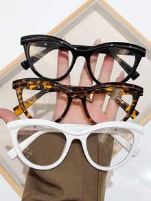 3pcs PC (Polycarbonate) Women's Cat Eye Frame Reading Glasses, Y2K Casual Daily Fashion Essential For Reading And Using Smartphones - White - View 1