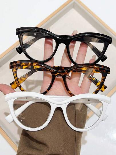 3副装PC（聚碳酸酯）女士猫眼框老花镜，Y2K休闲日常时尚必备，适合阅读和使用智能手机