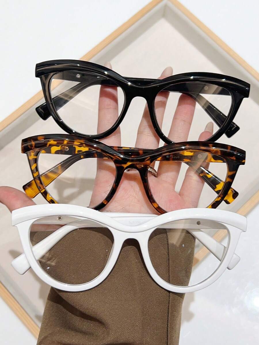 3pcs PC (Polycarbonate) Women's Cat Eye Frame Reading Glasses, Y2K Casual Daily Fashion Essential For Reading And Using Smartphones - White - View 1