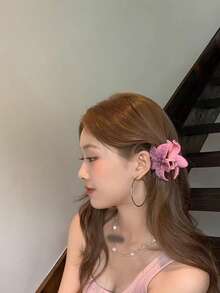 1个大码女士波西米亚风花朵发夹 - 闪亮花朵发饰，五瓣设计，黑/红/粉/金/白/紫配色，适合女性，优雅发饰，适用于情人节、婚礼、派对和日常佩戴 - 防滑固定发爪，多功能发夹，适合编发和盘发造型，优雅爪夹冬季发饰，女士发饰，夏季海滩度假发夹 - 彩色 - 查看 3