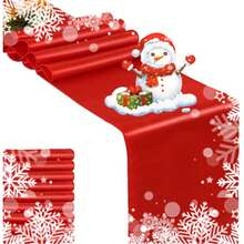 2/4pcs Christmas Table Runner, 12 X 108 Inch Satin Table Cloth, Suitable For Christmas, Wedding, Graduation, Birthday Party Decoration - Red - View 1