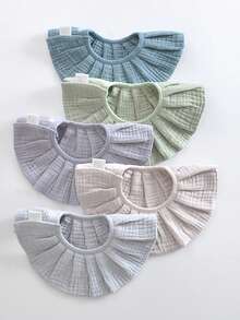 Set 3/5 pcs Celemek Bayi Katun Muslin Warna Polos Acak, Celemek Air Liur Bayi Baru Lahir - MultiWarna - View 8