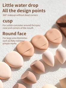 22pcs Makeup Brush Set, 4pcs Powder Puff, 2pcs Makeup Sponge, 6pcs Mini Makeup Sponge, 4pcs Large Makeup Sponge, 6pcs Finger Makeup Sponge, Mixed Beauty Sponges For Foundation, Concealer, Dry & Wet Use, Non-Latex, Suitable For All Skin Types, Specially Designed For Contouring, Eyes And Corners, Women Makeup Tools Kit