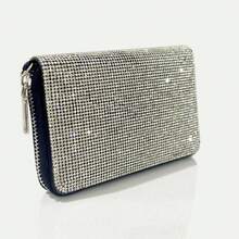 Rhinestone PU Short Wallet Card Holder Mini Pouch Zipper Small Wallet 2-In-1 Women's Bag, European And American Hot Selling INS Girly Leather Evening Bag Mini Wallet Women Wallet Card Holder Multi-Card Slots Party Coin Purse Wallet