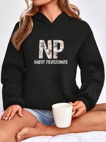 Women's Plus Size NP Nurse Practitioner Flclothingal Print Hoodie Sweatshirt Fclothing Medical Professionals - 黑色 - 查看 1