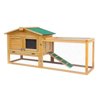 Topet  Rabbit Hutch Large Wooden Pet House Run Cage Outdoor Farm Animals Pet Habitat Pthutchkht528