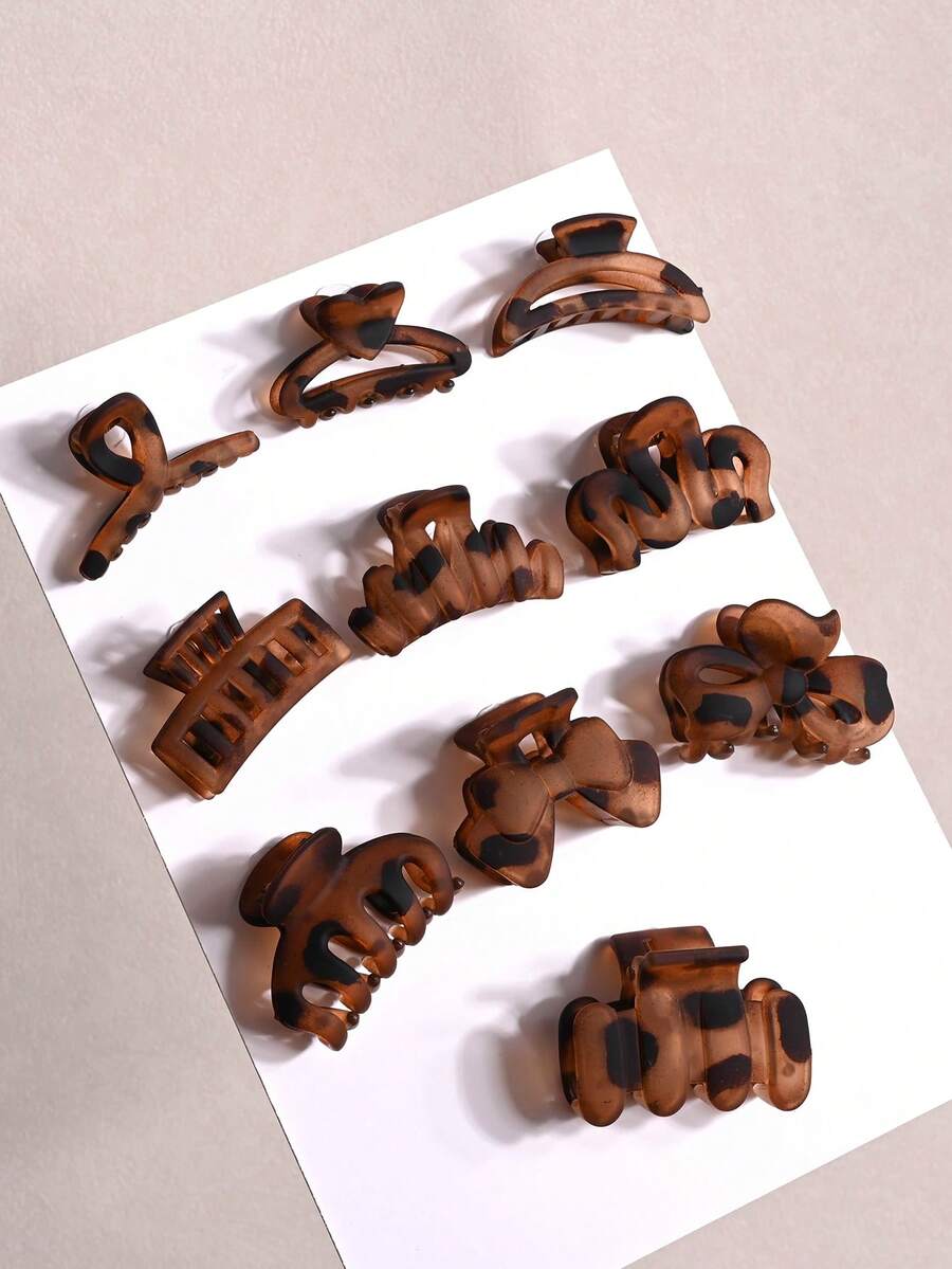 Set de 10 pinzas de pelo de unicolor minimalistas, medianas y pequeñas, para mujeres, adecuadas para peinados semi-recogidos y cabello a la altura de los hombros, sin empaque de tarjeta, elegantes pinzas de invierno para el cabello, accesorios de moda