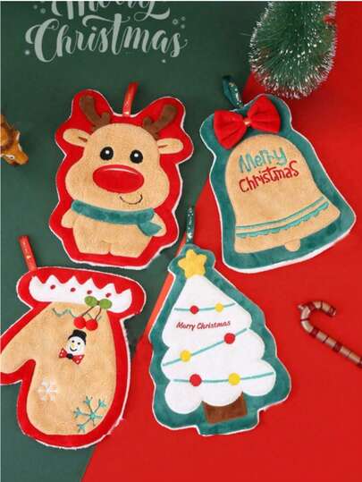 6 peças/conjunto ou 4 peças/conjunto ou 3 peças/conjunto ou 1 peça Toalha de mão fofa de desenho animado de Papai Noel e rena, para sala de estar, cozinha, banheiro, decoração de Natal, superabsorvente, macia, que não solta pelos, multiuso, utensílios de cozinha, decoração de banheiro, decoração de outono, volta às aulas