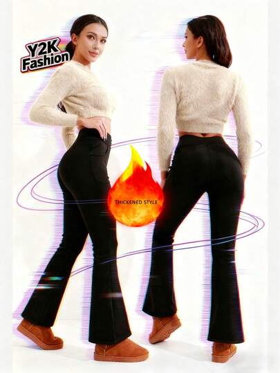 Fashionable Casual Simple Butt-Lifting Peach Butt Fashion Elegant Streetwear Retro Slimming Low-Key Luxury Leg-Lengthening Classic Simple High-End Slimming High-Waist Versatile Flared Pants New European Style Waist-Toning Fitness Wide-Leg Yoga Pants Tights