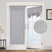 PRINCEDECO 2 Panels  Natural Linen Door Curtain Light Filtering Front Door Curtain Sliding Door Curtains Privacy Assured Room Darkening Curtains For French Door Tie Up Shade - White-nEW - View 15