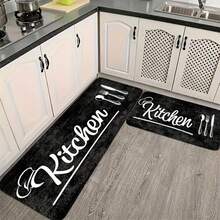 1/2/3pcs, Modern Black Kitchen Mat, Kitchen Mat, Flannel Material - Soft And Comfortable, Suitable For Bedroom, Living Room, Dining Room, Kitchen, Bathroom Entrance Mat - trắng - Xem 3