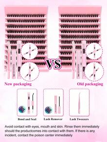 200PCS Fluffy Lash Clusters 50D, Individual Eyelash Thick Cluster Eyelash Extensions D Curl Lashes Clusters, DIY Lash Extension Kit Set, Lashes Clusters 200Pcs/300Pcs/240Pcs/168Pcs Individual Lashes 8-16MM Wispy Cluster Lashes Lash Clusters Kit, Lashes, Eyelashes, Fake Lashes - Multicolor - View 3