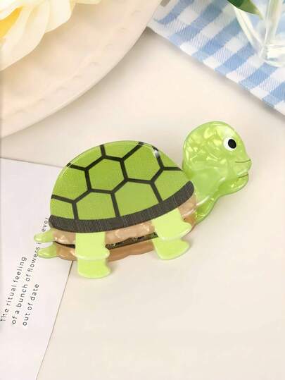 1个纯色可爱亚克力海洋动物海龟发夹，清新卡通发爪，四季皆宜的发饰发带