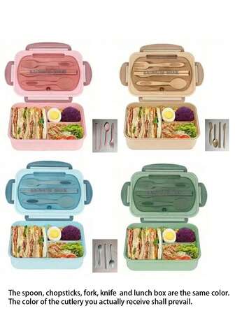 Lunch Box With Utensils, Leak-Proof, Square Shape - To Use In Microwave, Perfect For Office Workers And Kitchen Storage