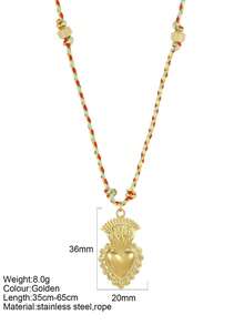 1pc Y2K Style Thanksgiving Colorful Handmade Rope Necklace With Stainless Steel Gold Heart Pendant, Suitable For Thanksgiving, Christmas Gifts And Wear - Multicolor - View 27