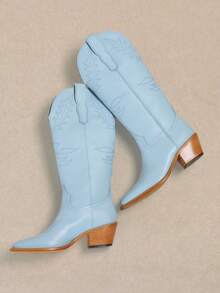 MI.IM ADEL - Festival Chunky Heeled Cowboy Cowgirl Boots - Blue - View 4