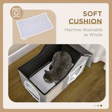PawHut Cat Bed For Indoor, Large Cat House With Soft Cushion, Scratching Pad, Dangling Ball, Kitten Condo Hideaway With Dual Entrances, Grey - Grey - View 4