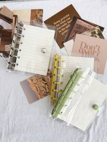 A7 minimalistischer transparenter Ringbuch-Notizbücher & Planer, monatliche Gitter-/Linien-/Blanko-Ringbuch-Tagebücher & -Einbände, Notizbuch-Hüllen, nachfüllbare Ringbuch-Aufbewahrung, A7 Ringbuch-Tagebuch-Handbücher, PVC-Ringbuch-Hüllen