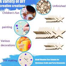 50pcs Blank Wooden Star Cutouts For DIY Crafts - Smooth, Durable Hanging Ornaments With Ropes, Ideal For Home & Party Decor, Gift Tags