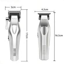 Kemei 科美新款高级电动理发器和修剪器组合套装 | 二合一无线设计，配备 Type-C 快速充电 | 锋利亲肤的自磨刀片，配有 4 个导梳 | 居家理发和送礼的理想之选 - 銀色 - 查看 3