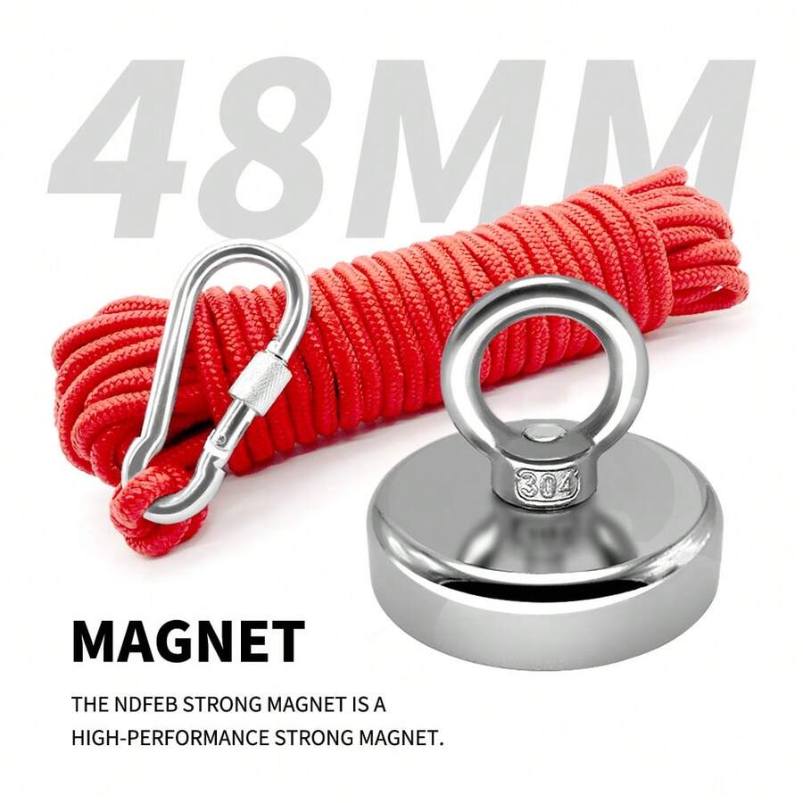 Conjunto de ganchos magnéticos, alta sucção, pode pendurar toalhas, roupas, com corda vermelha de 393,7 polegadas, pega peças de ferro, pode ser fixado em prateleiras de ferro para pendurar cestos, iluminação, chaves, adequado para uso interno e externo