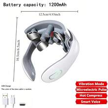 Wireless TENS Pulse Back & Neck Massager, Smart Shoulder & Neck Massager With Heating, Relieves Muscle Soreness, Powerful Body Therapy - White - View 8