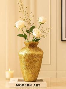 1pc Vintage Tin-Shaped Resin Handmade Decorative Vase, Antique Gold Color, Suitable For Home, Party And Floral Decor, Christmas Gift, Home Decor, Room Decor, Glass Vase - Multicolor - View 11