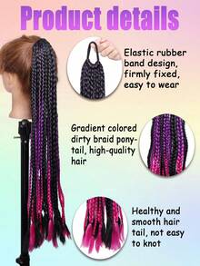 Synthetic Hip-Hop Style Dreadlocks1 Ponytail, 26 Inches Long, Suitable For Daily Party Wear