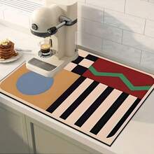 1pc Minimalist Graphic Kitchen Counter Mat - Diatomite Drying Pad, Suitable For Utensils, Coffee Makers, Microwaves, Fits Modern Kitchen Decor, Kitchen Mats Non Slip Hygiene Products, Kitchen Items For Your Cozy Fall& Winter Styles And Christmas Decorations