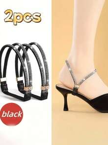 1 par de cordones de zapatos con diamantes de imitación antideslizantes para tacones altos de mujer, cordones invisibles antideslizantes adecuados para zapatos de punta de mujer, correas de fijación de tacón, perfectos para fiestas, bailes, compras - accesorio de moda para zapatos