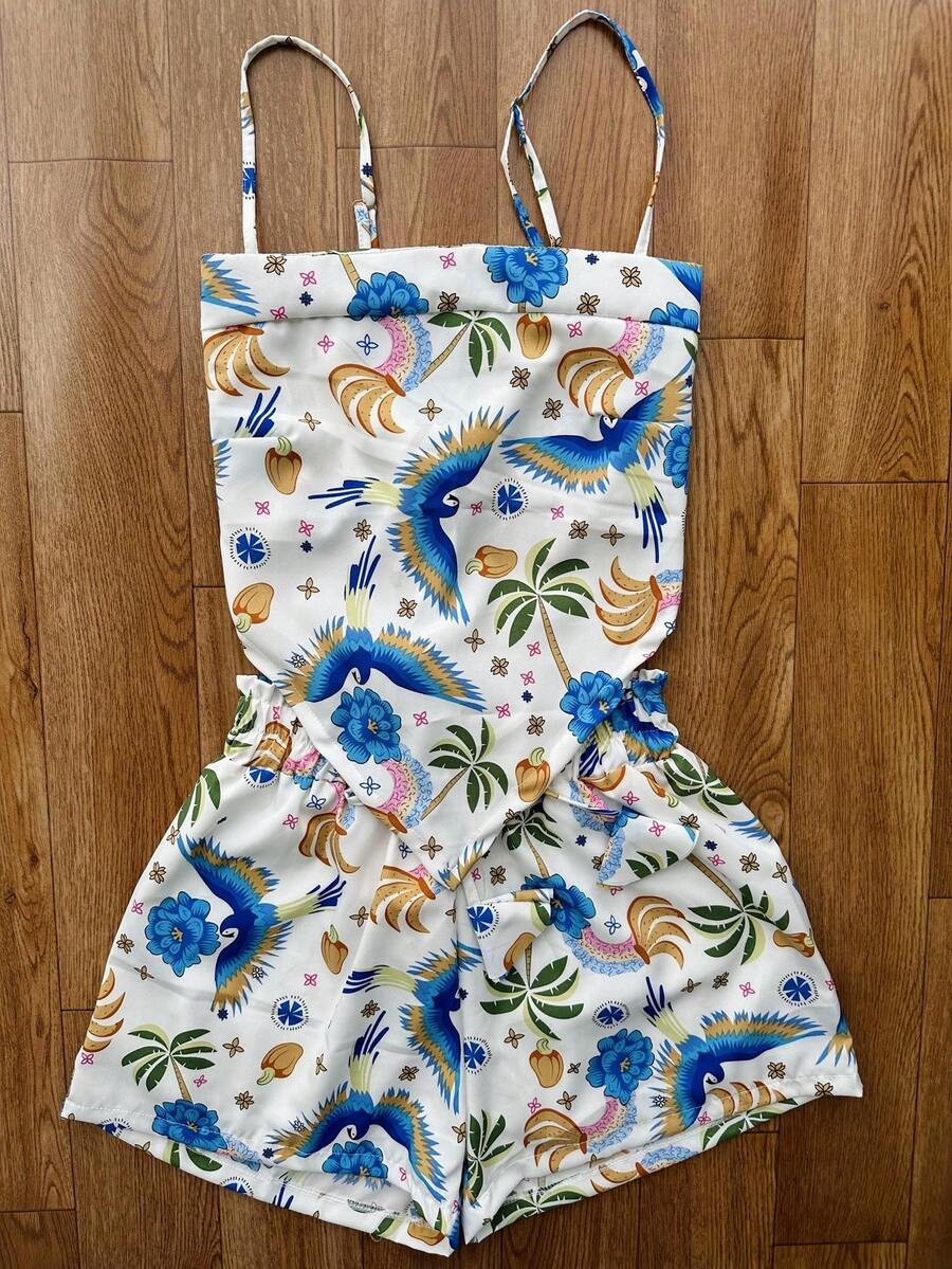 JING MODAS Crepe Set Of Cropped Top + Shorts With Lining - Blue - View 1