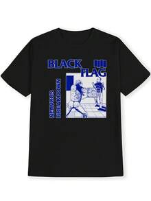Camiseta Casual de Manga Corta para Hombre - Impresión de Tiburón y Gato de Dibujos Animados, Tela Transpirable, Ropa de Calle Cómoda para el Verano, Cuello Redondo, Ajuste Regular, Camiseta de Uso Diario| Camiseta gráfica divertida| Ajuste cómodo - Negro - Ver 3