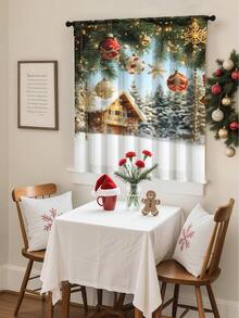 1 pieza Cortina transparente decorativa navideña, adecuada para sala de estar, dormitorio, cocina, fiesta navideña, árbol de Navidad, decoración de otoño, 100g/㎡