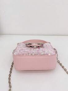 Cute Bow Sequin Decor Girls' Mini Chain Crossbody Bag - Pink - View 6