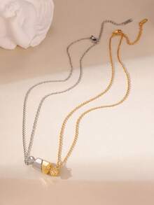 GEREIT 2 piezas Nuevo collar colgante de caramelo magnético de acero inoxidable de dos tonos de 18K oro, elegante y de moda, adecuado para hombres, mujeres, parejas, amigos, uso diario