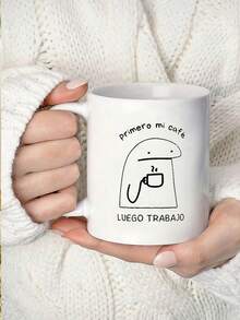 1 Piece Of 11 Ounce Fun Letter Coffee Cup, Displaying The Spanish Phrase "First My Coffee, Then Work". A Mug, Christmas Gift, Teacup, Coffee Enthusiast Gift, Thanksgiving Christmas Gift, Reusable Christmas Decoration, Birthday Gift - Multicolor - View 8