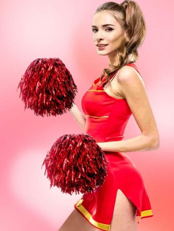 2 Stück Handgriff Cheerleader Handblume, funkelnde Tanz Gymnastik Cheerleader Auftritts Handblume / Rot Doppelpack