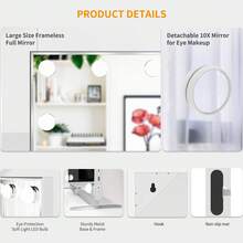 Dripex Vanity Mirror With Lights, 60 X 52 Cm Large Lighted LED Makeup Mirror With 14 Dimmable Bulbs, 3 Color Modes, Adapter Plug, Tabletop Or Wall Mounted Mirror For Bedroom Dressing Room - 14led - View 7